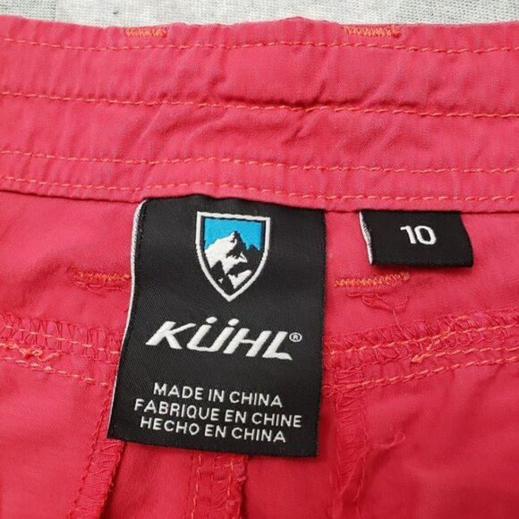 KuhI Shorts Womens 10 Red Drawstring Pockets Outdoors Travel Hiking - Picture 4 of 11